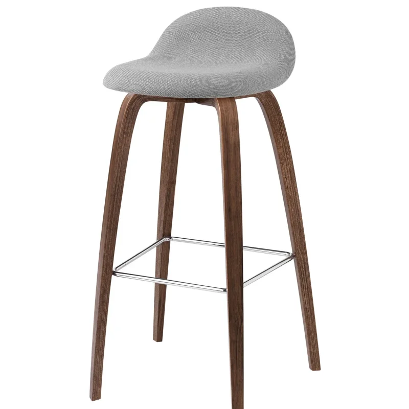 Gubi 3D Bar Stool Wood Base Upholstered – Gubi.dk at Mesmetric