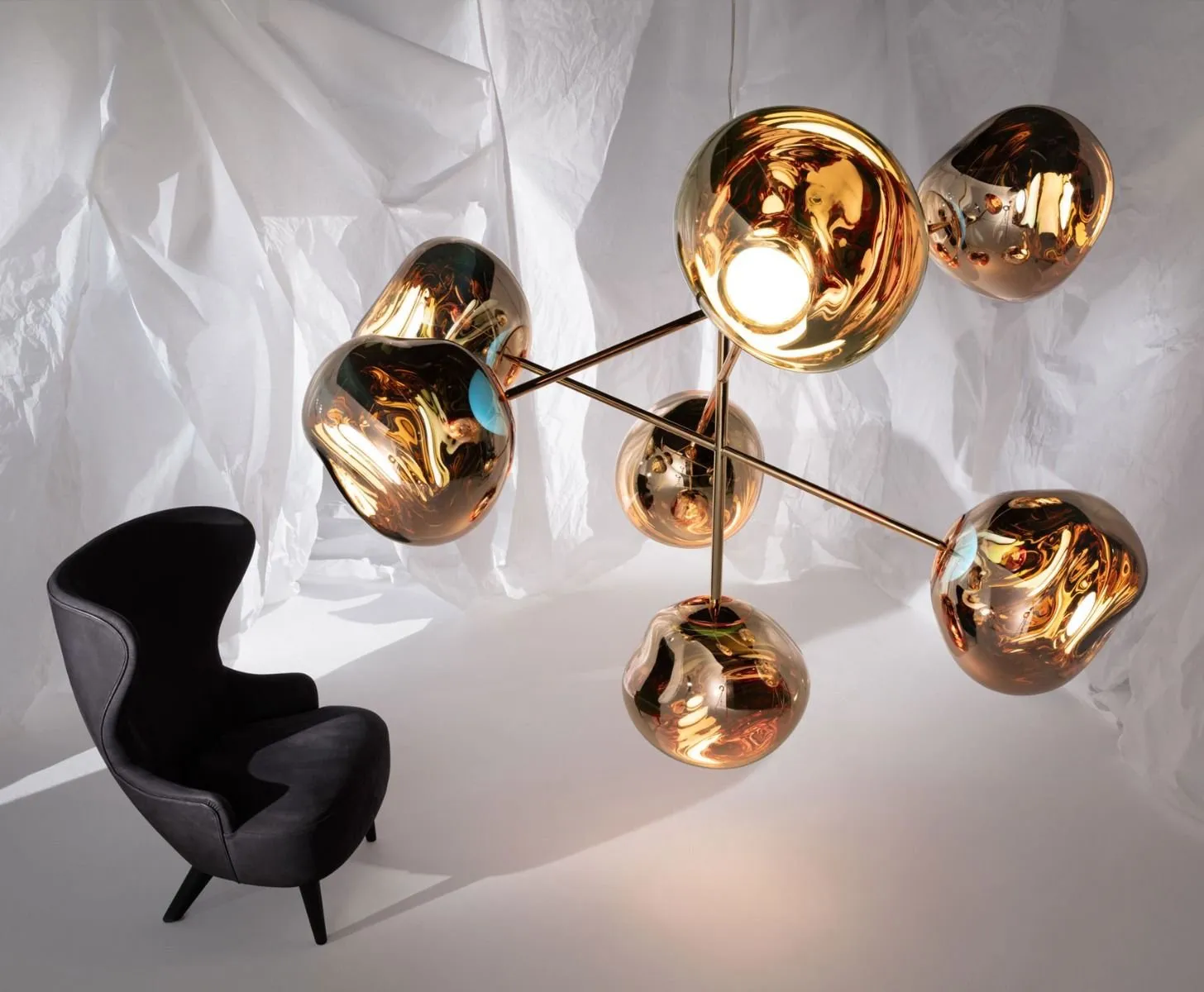 Melt Chandelier Large LED Gold - Tom Dixon w Mesmetric