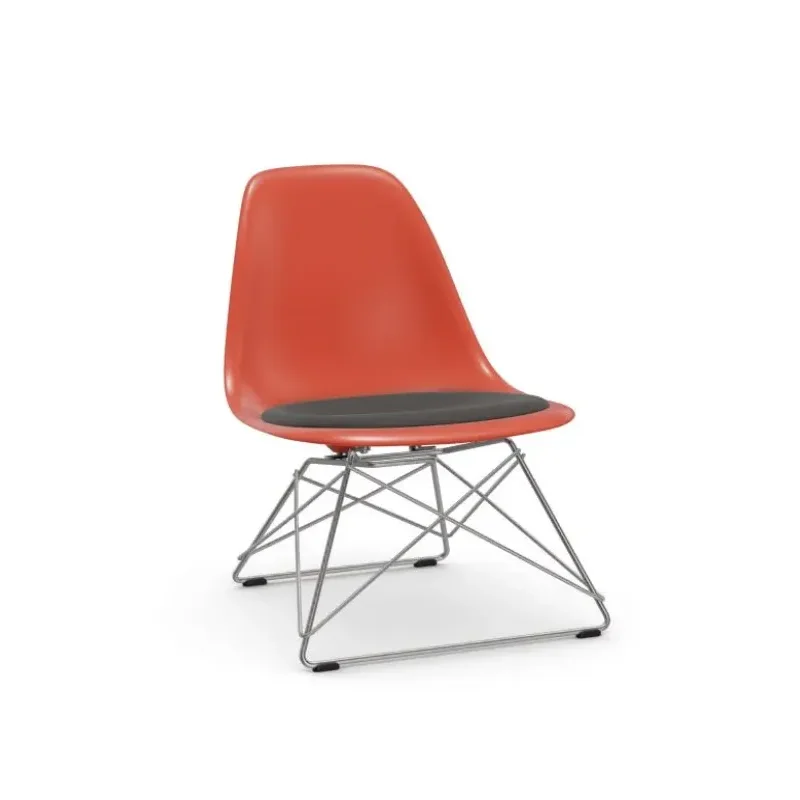 Eames Plastic Chair LSR with seat upholstery