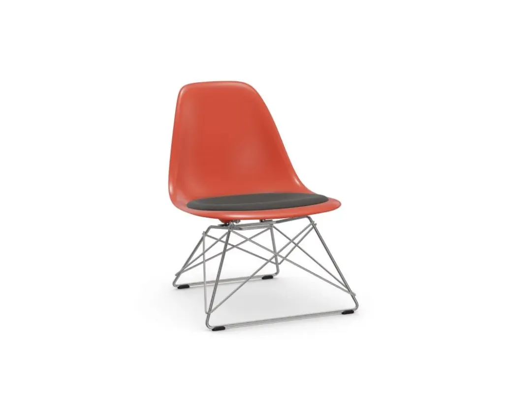 Eames Plastic Chair LSR with seat upholstery