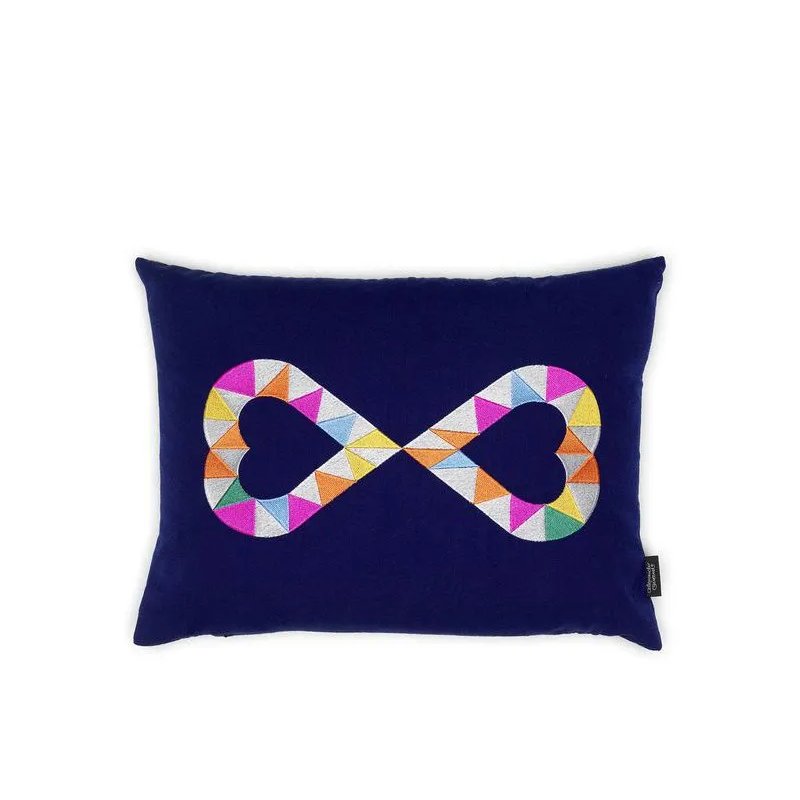 Embroidered Pillows - Double Heart 2 Blue