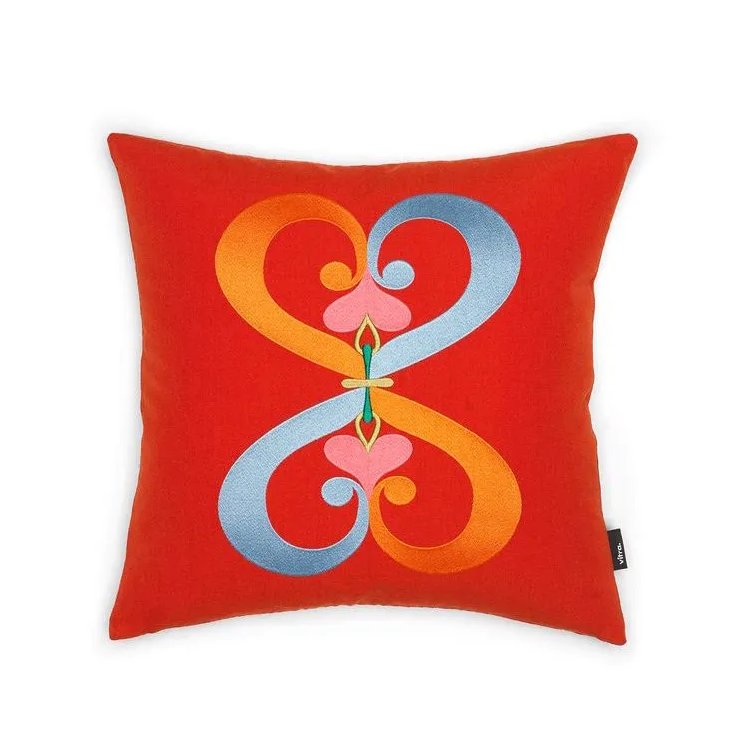 Embroidered Pillows - Double Heart Red