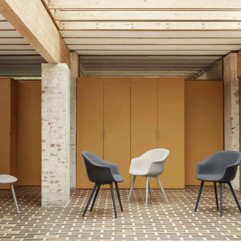 Bat dining plastic base front upholstered – Gubi.dk at Mesmetric