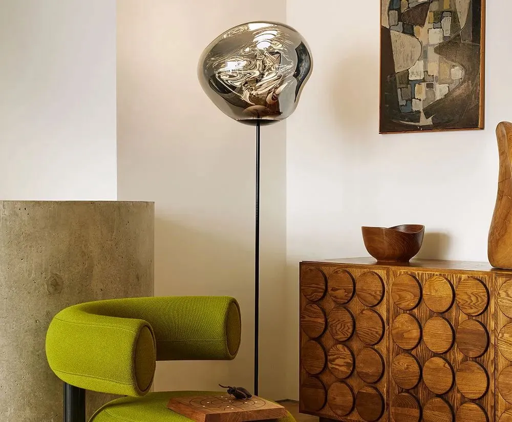 Melt Cone Slim Floor Silver - Tom Dixon w Mesmetric
