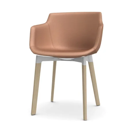 Flow Slim Leather 4-legged Oak Cross Base